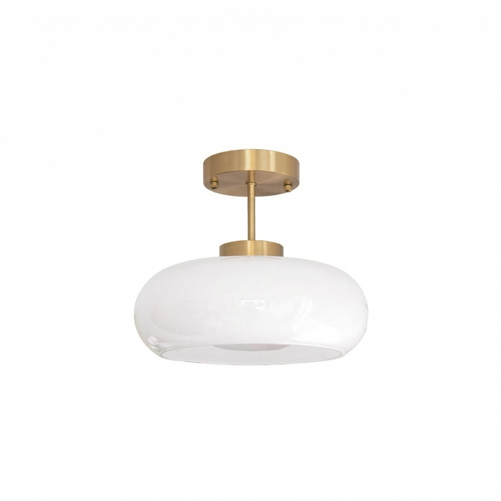 Nordic Vintage Copper And Amber Glass Semi Flush Ceiling Light