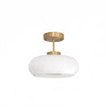 Nordic Vintage Copper And Amber Glass Semi Flush Ceiling Light
