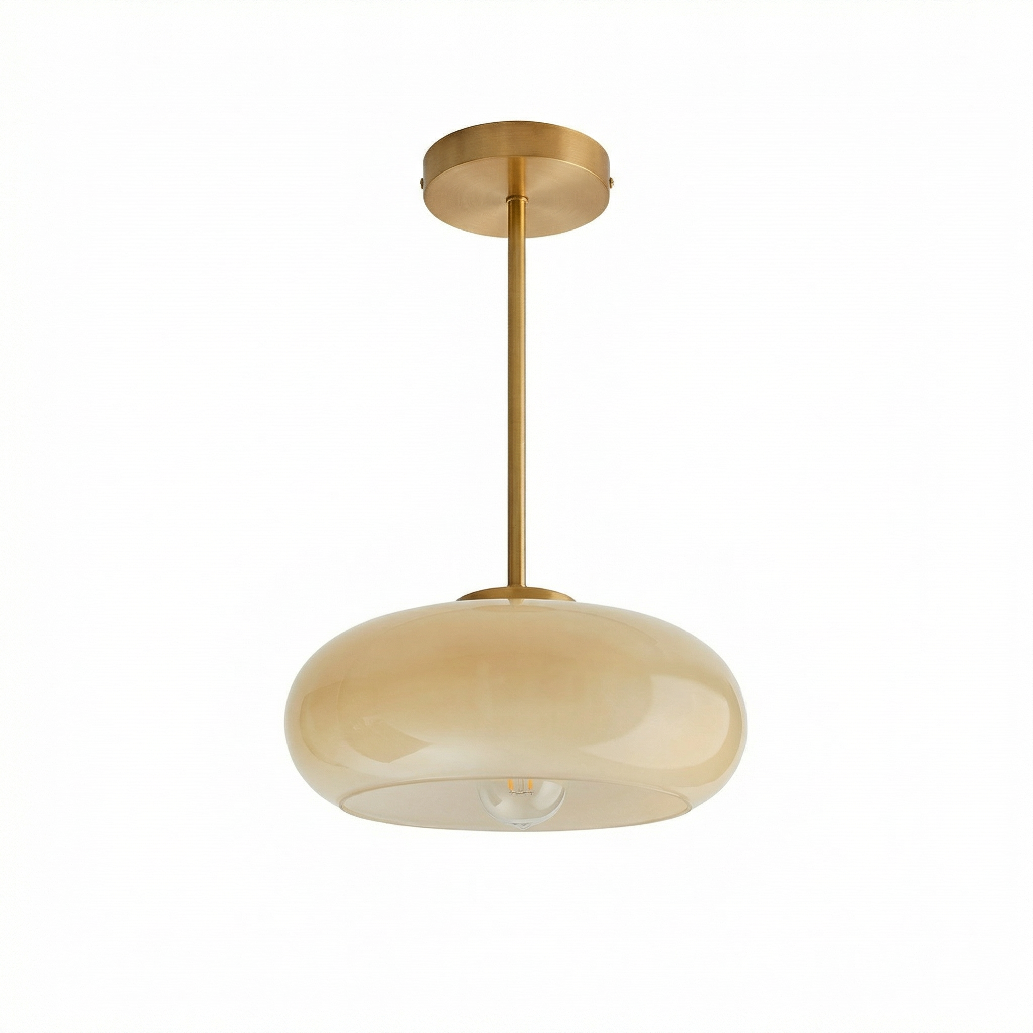 Nordic Vintage Copper And Amber Glass Semi Flush Ceiling Light