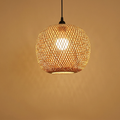 Natural Handwoven Bamboo Pendant Light With Woven Sphere Shade