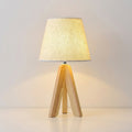 Scandinavian Wooden Tripod Table Lamp With Textured Fabric Shade