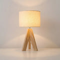Nordic Wooden Tripod Table Lamp With Soft Fabric Shade And Modern Base