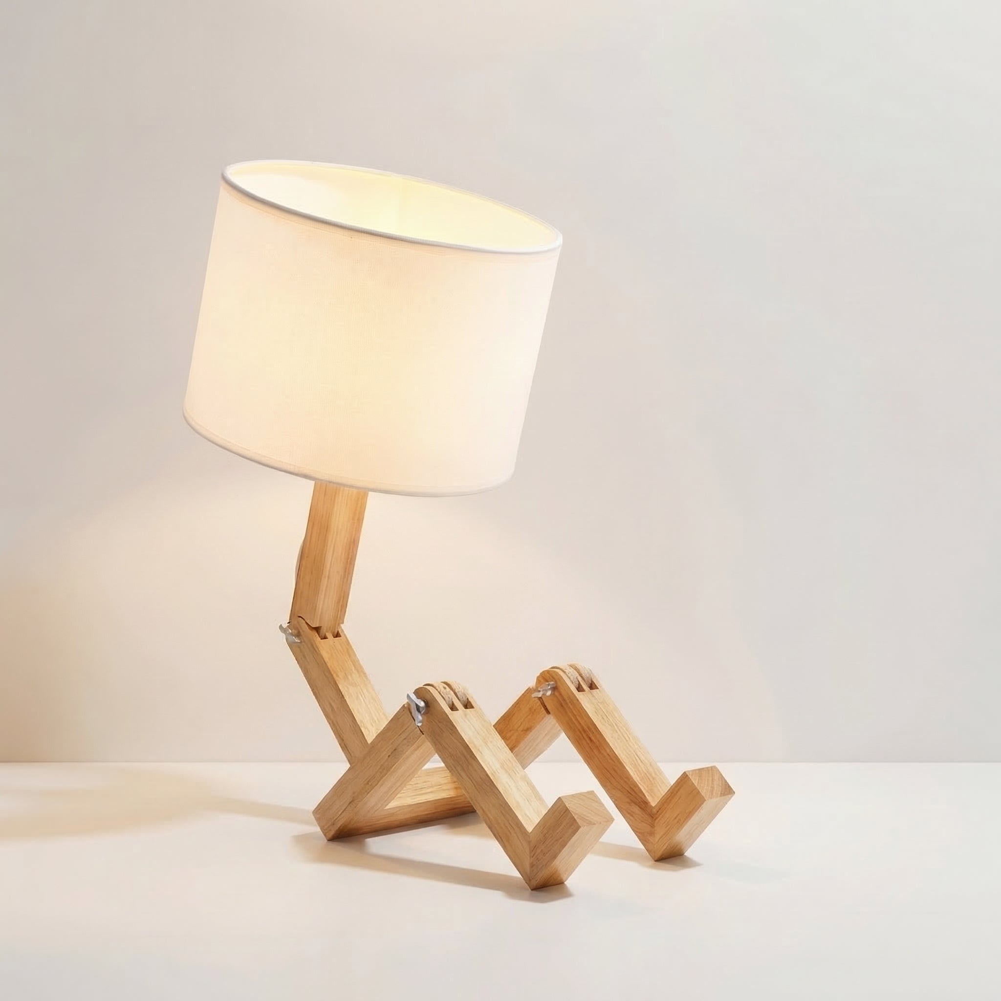 Nordic Style Wooden LED Table Lamp With Adjustable Book Holder And Fabric Shade