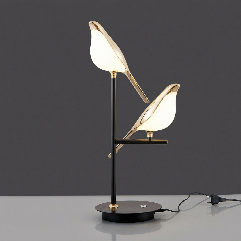 Nordic Bird Led Table Lamp With Sleek Metal Stand And Ambient Glow