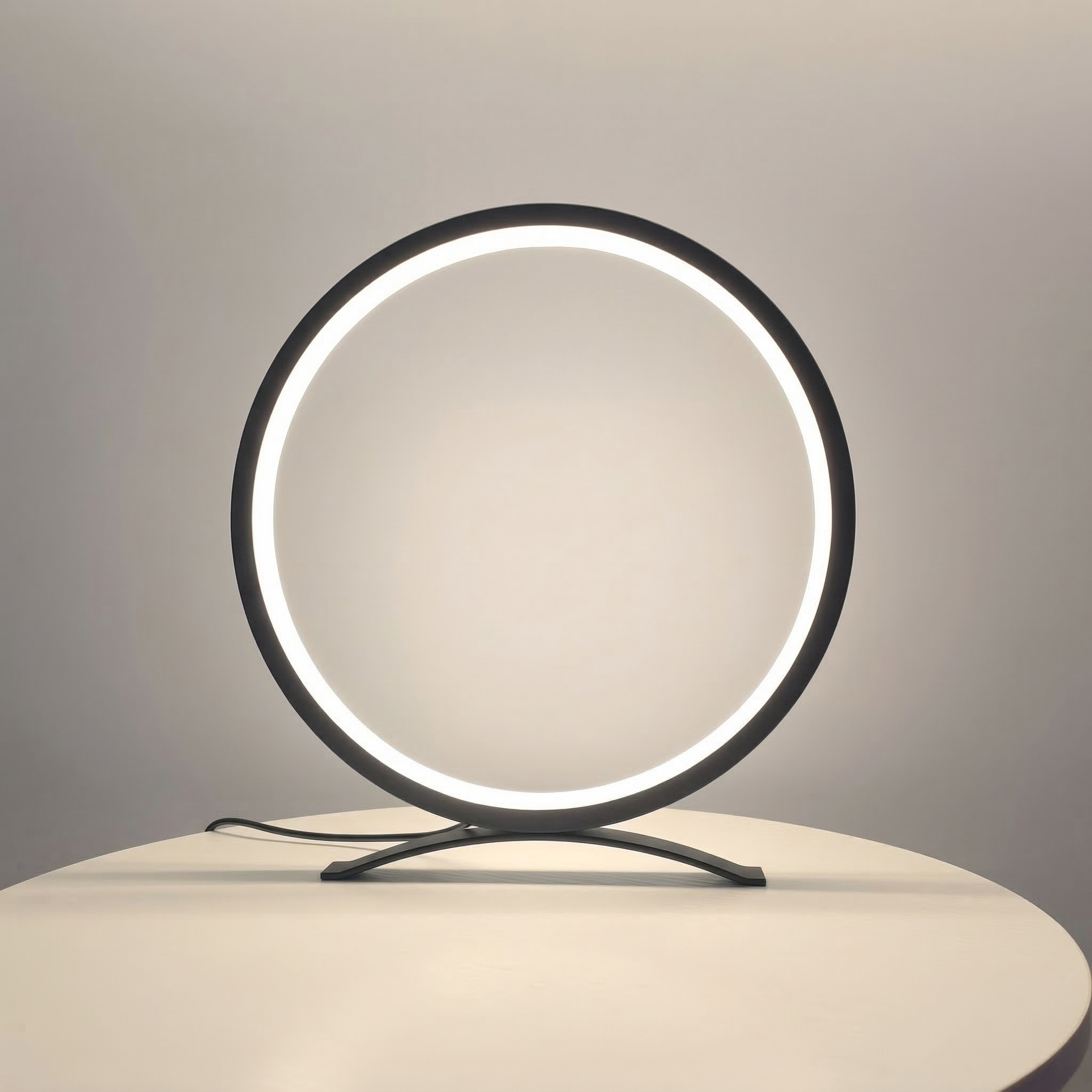Nordic LED Circular Ring Table Lamp Featuring Warm Ambient Light