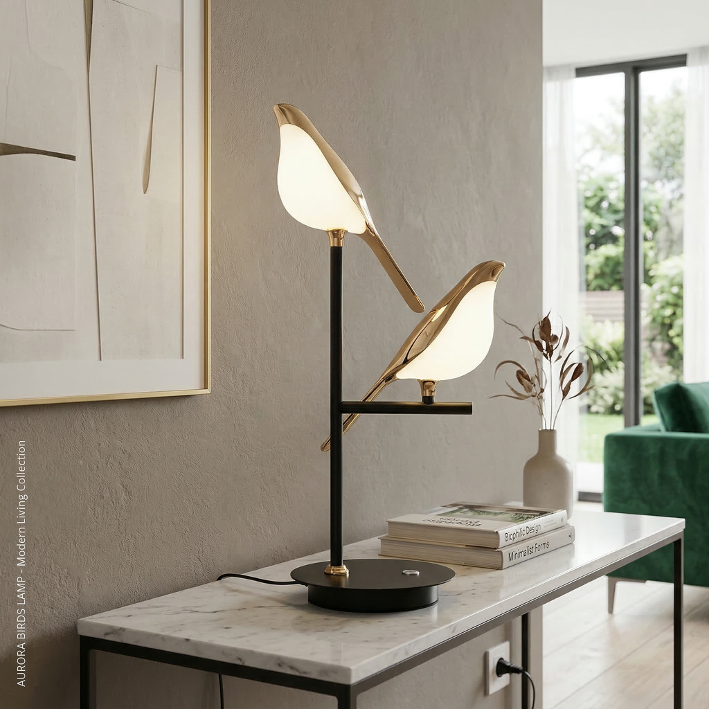 Nordic Bird Led Table Lamp With Sleek Metal Stand And Ambient Glow