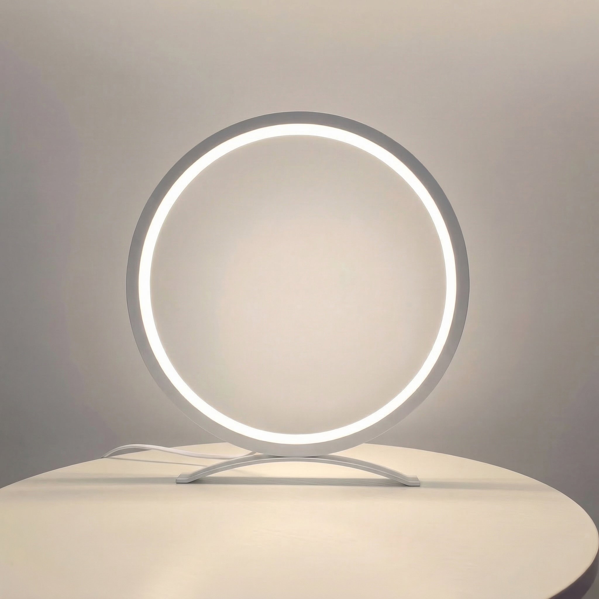 Nordic LED Circular Ring Table Lamp Featuring Warm Ambient Light