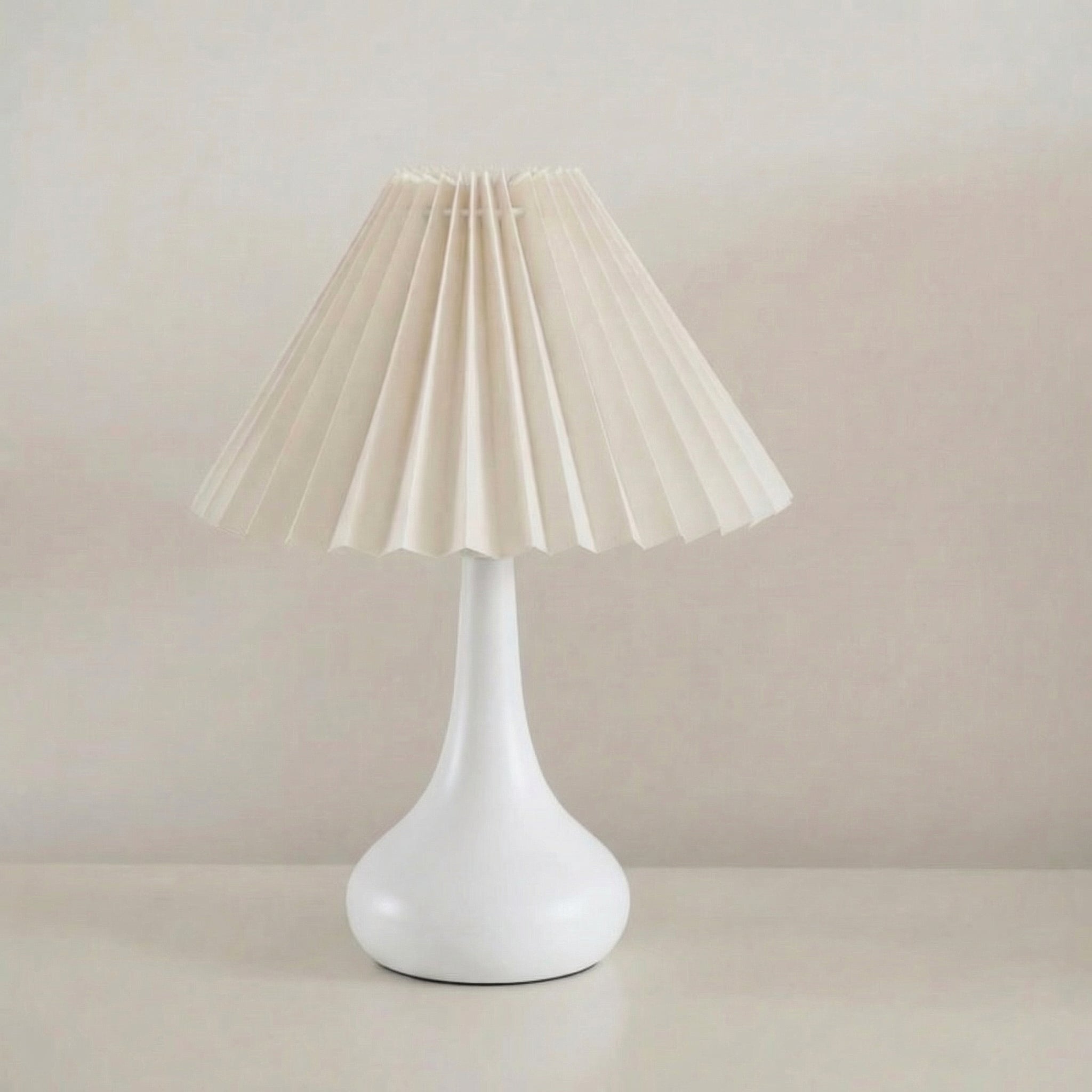 Contemporary Black Gourd Base Bedside Lamp With Pleated Shade