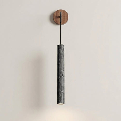30cm Travertine Tube Wall Lamp Minimalist Stone Cylinder Light