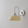 Indoor Modern Bauhaus Cream Glass Wall Lamp With Curved Steel Arm