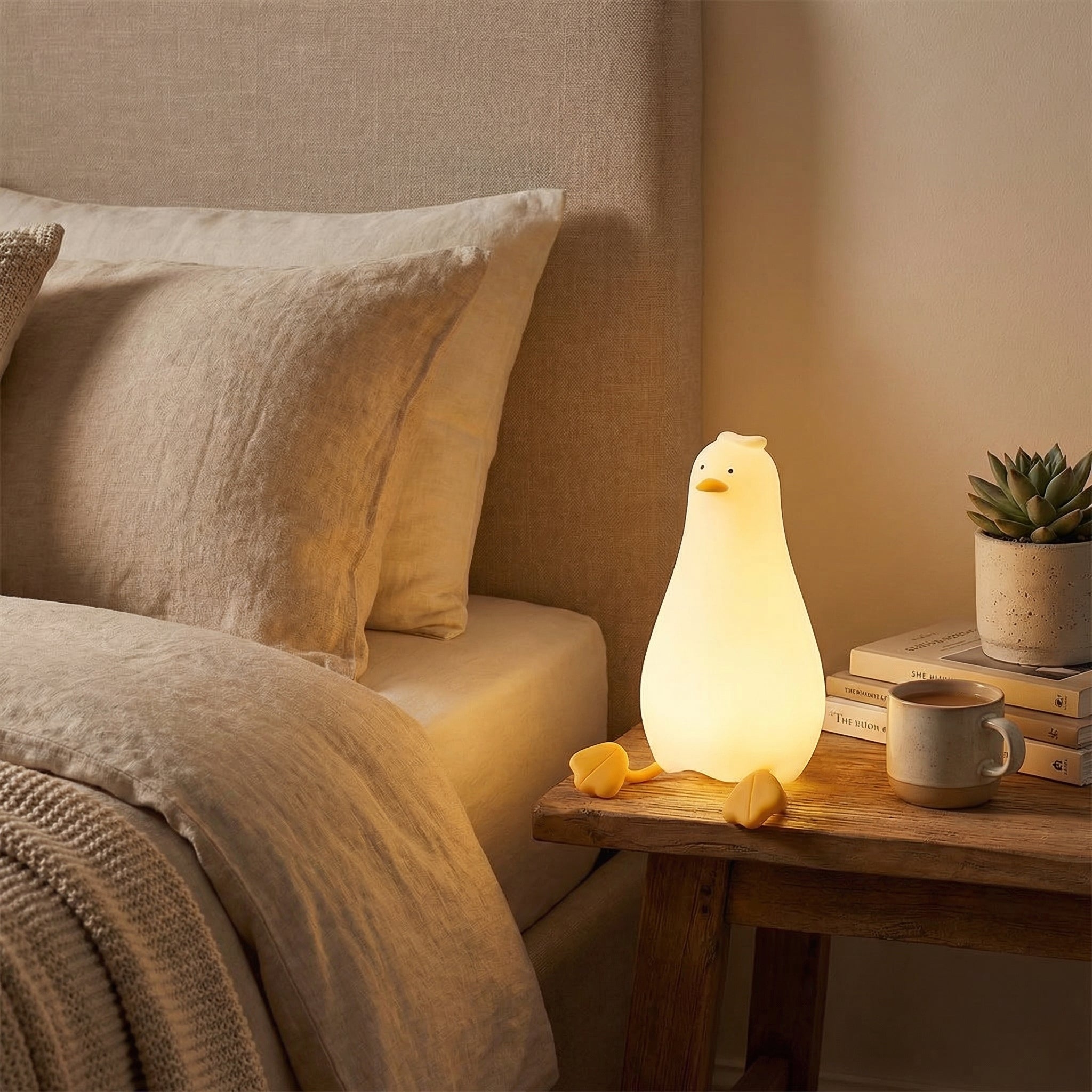 Cute Silicone Duck Night Light Squeezable Bedside Lamp For Baby Nursery