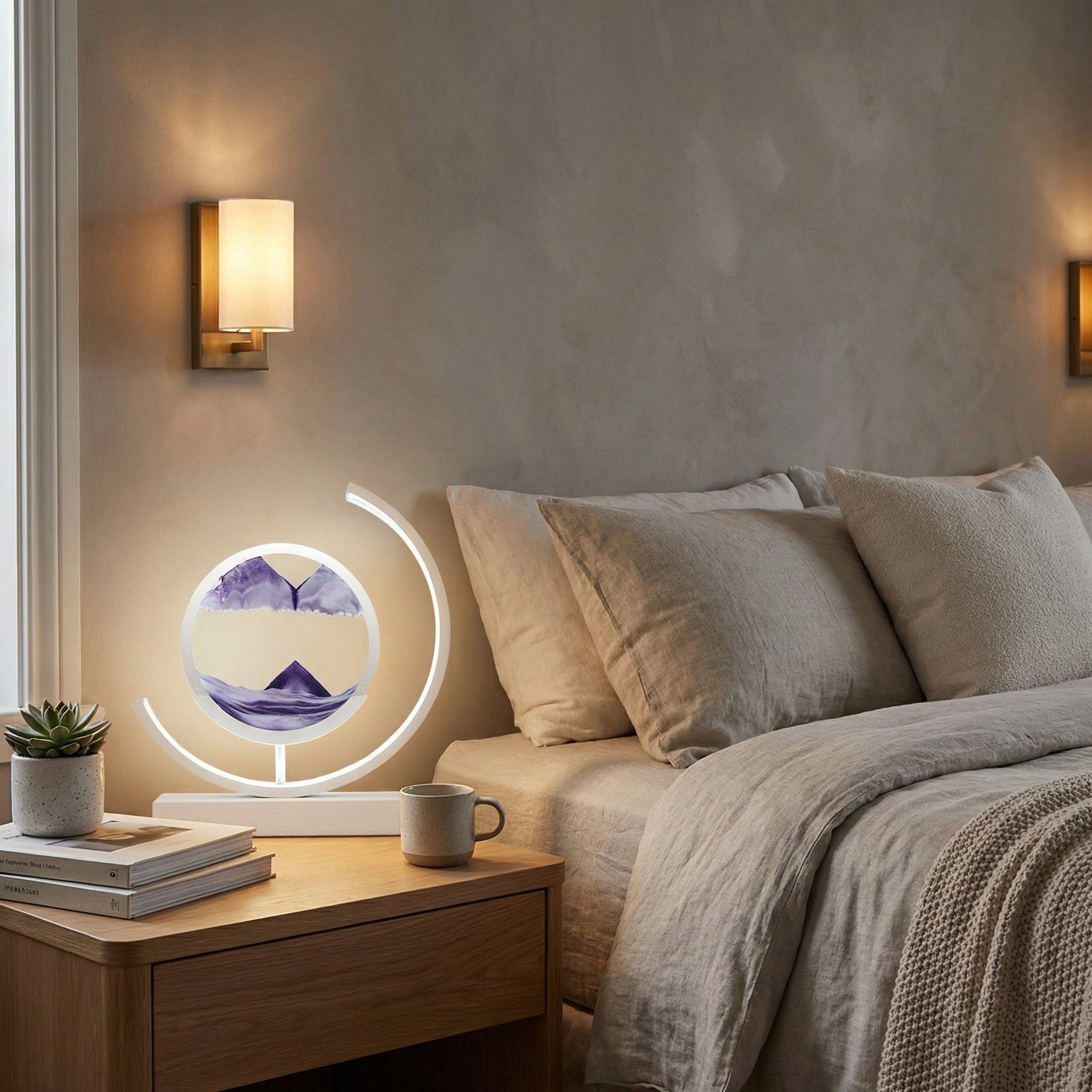 3D Quicksand Art Table Lamp With Flowing Sand Design For Modern Home Decor