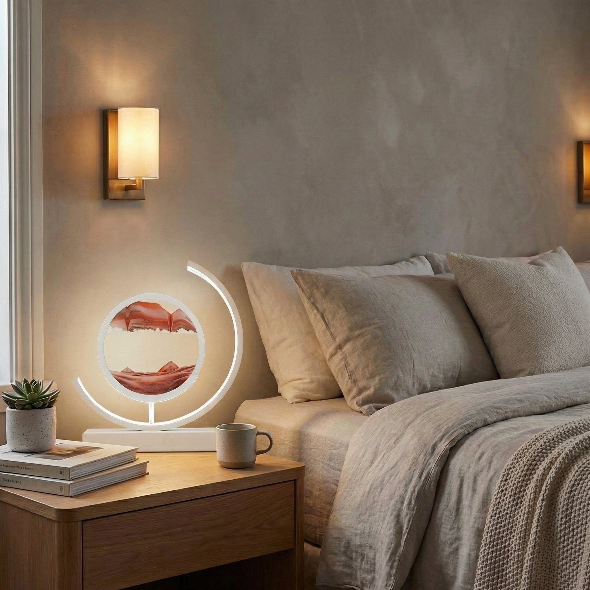 3D Quicksand Art Table Lamp With Flowing Sand Design For Modern Home Decor
