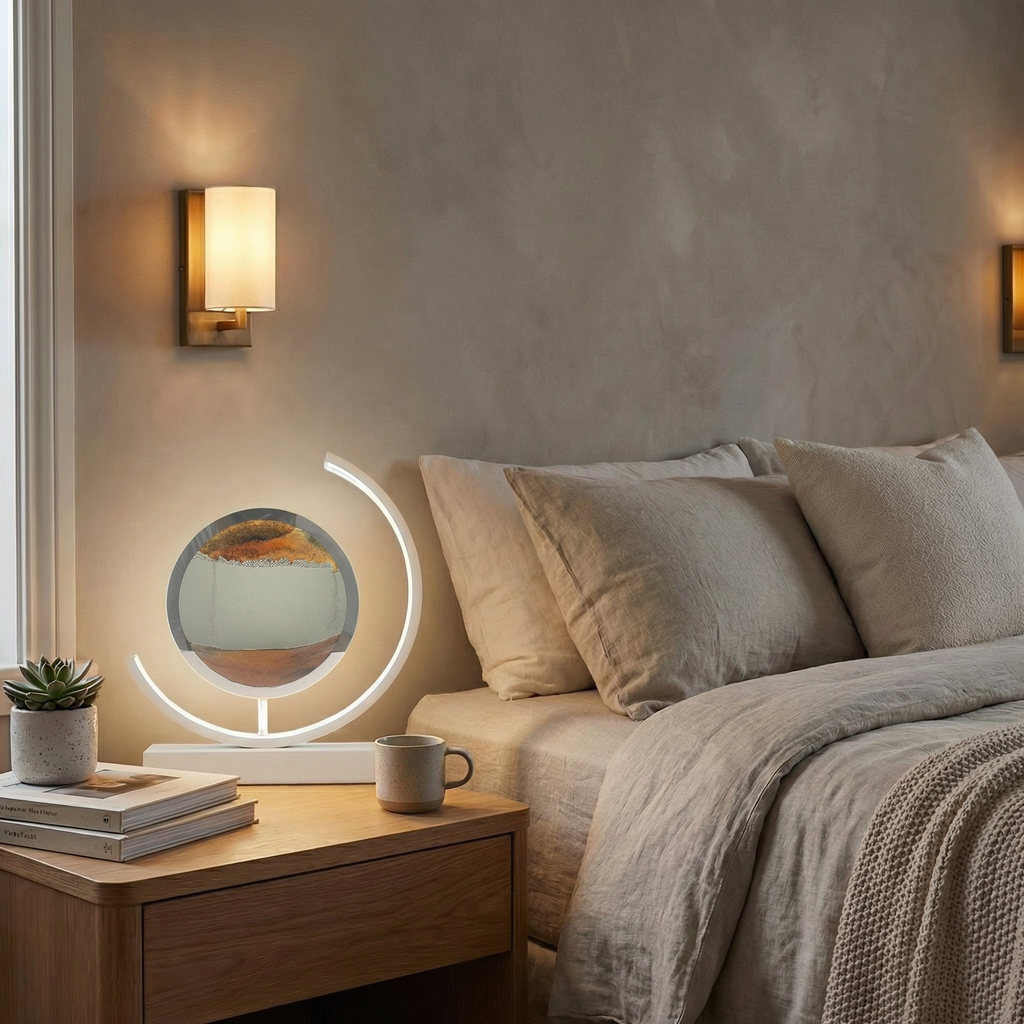 3D Quicksand Art Table Lamp With Flowing Sand Design For Modern Home Decor