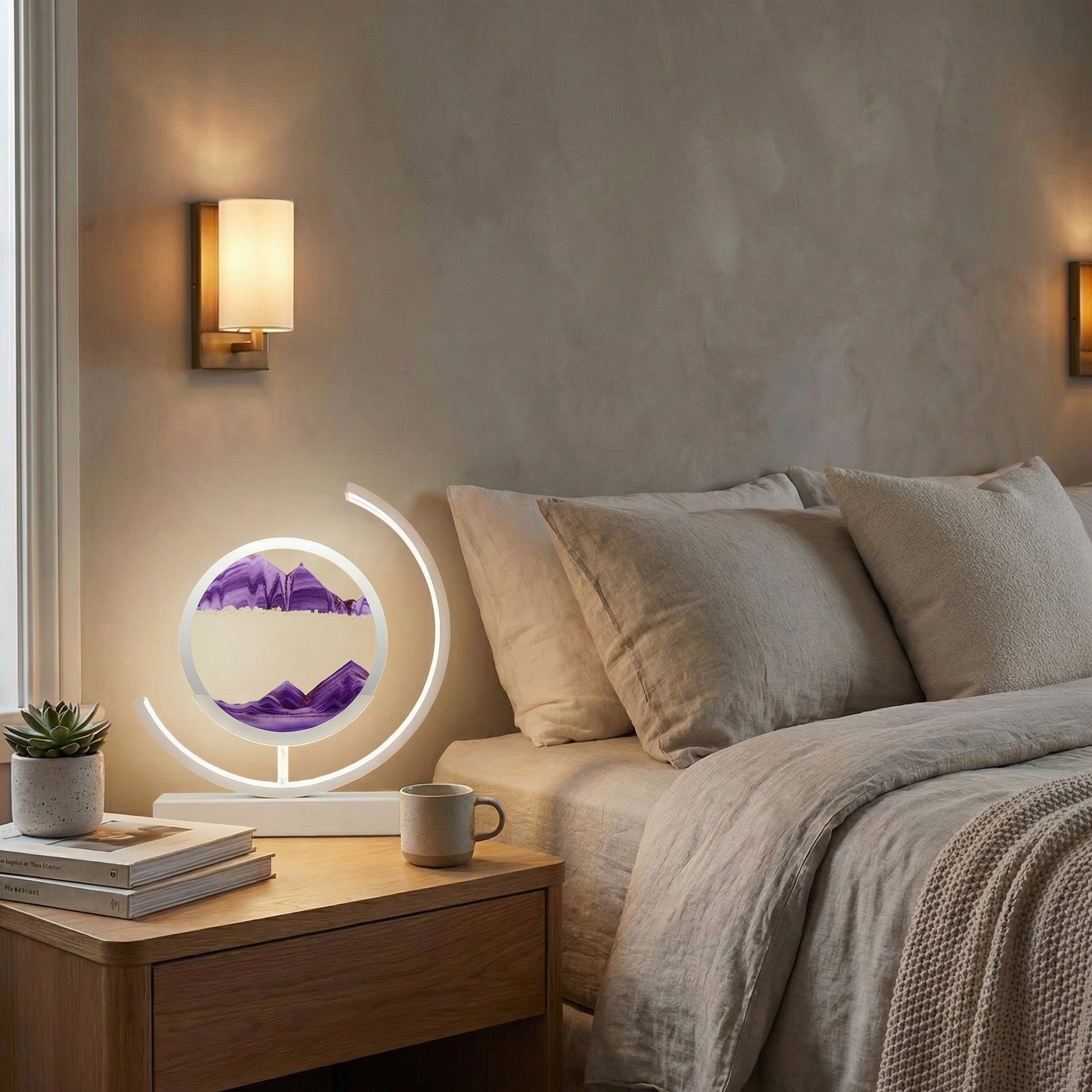 3D Quicksand Art Table Lamp With Flowing Sand Design For Modern Home Decor