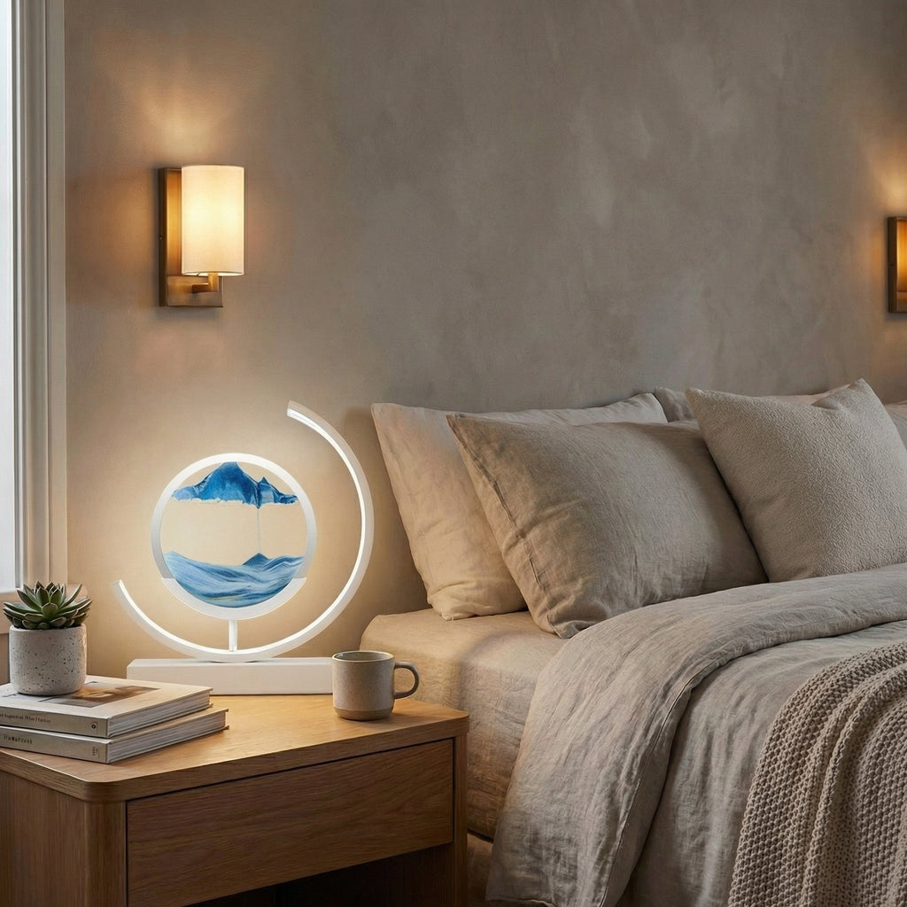 3D Quicksand Art Table Lamp With Flowing Sand Design For Modern Home Decor