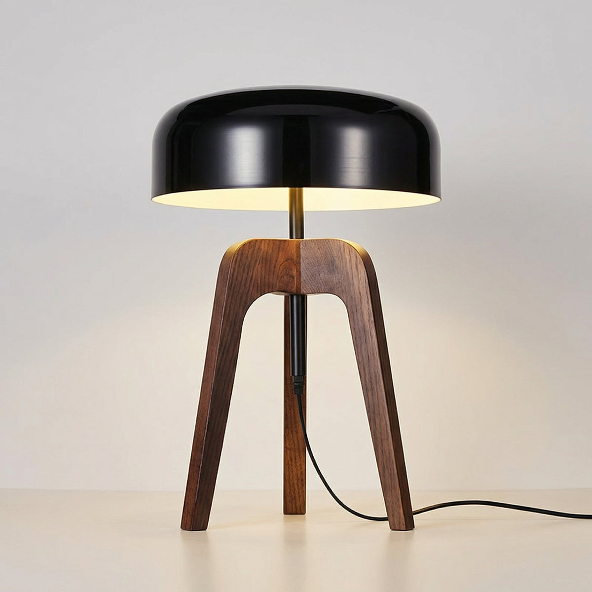 Vintage Japanese Solid Wood Tripod Standing Lamp For Home Decor