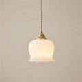 French Cream Lily Wall Lamp With Brass Finish And Glass Shade