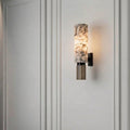 Classic Interior Brass Wall Lamp With Natural Marble Cylindrical Shade