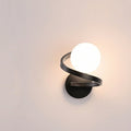 Indoor Black Spiral Glass Led Wall Lamp With Curved Metal Frame
