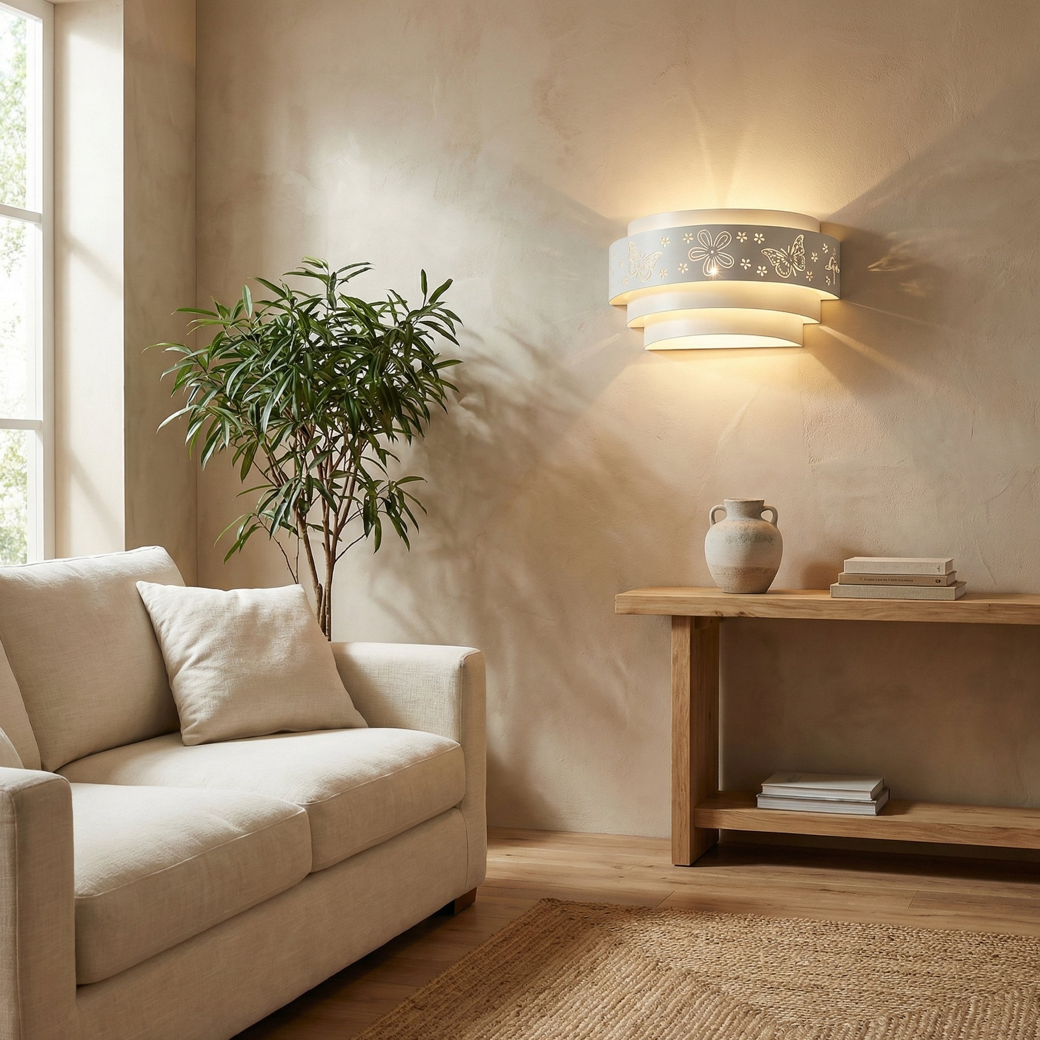 Butterfly Pattern Led Wall Lamp With Artistic Metal Cutout Design For Home