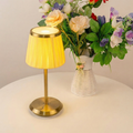 Modern Pleated Fabric Rechargeable LED Metal Base Bedside Lamp