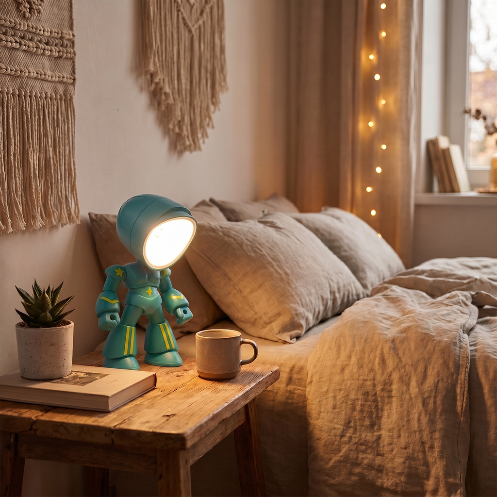 Aurora Robot LED Night Light Soft White Glow Bedroom For Kids