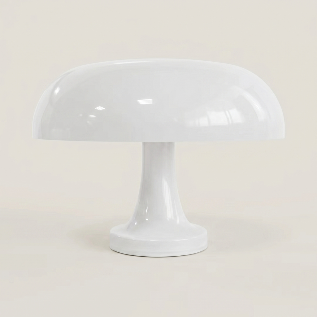 Glossy Orange Scandinavian Mushroom Table Lamp With Soft Dome Shade