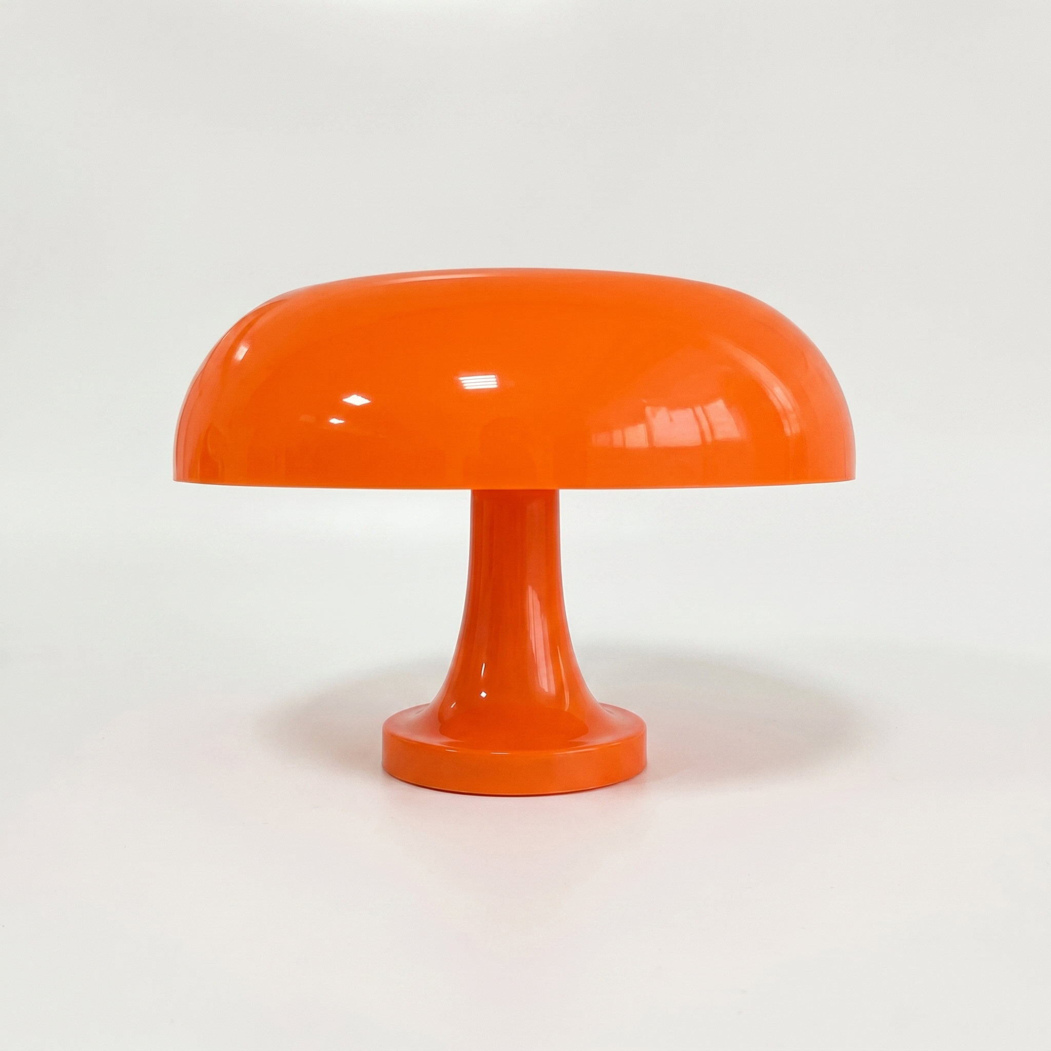 Glossy Orange Scandinavian Mushroom Table Lamp With Soft Dome Shade