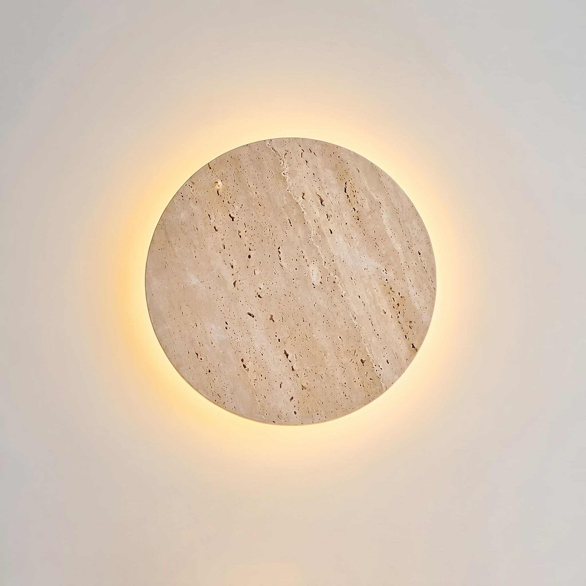 Minimalist Travertine Round LED Wall Sconce Light