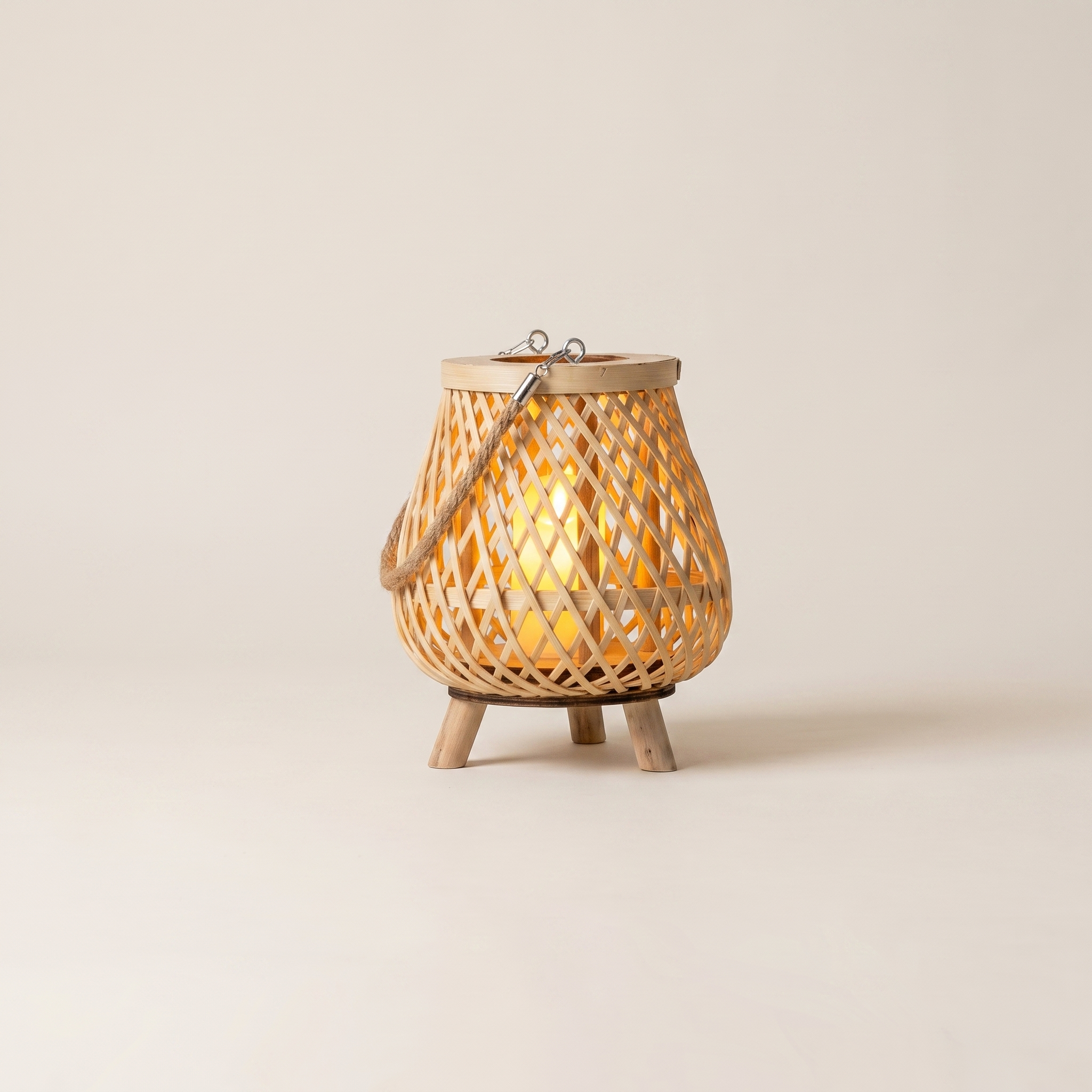 Handmade Bamboo Rattan Lantern For Led Candles Indoor Outdoor Decor