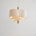 French Cream Fabric Pendant Light With Layered Sculptural Shade