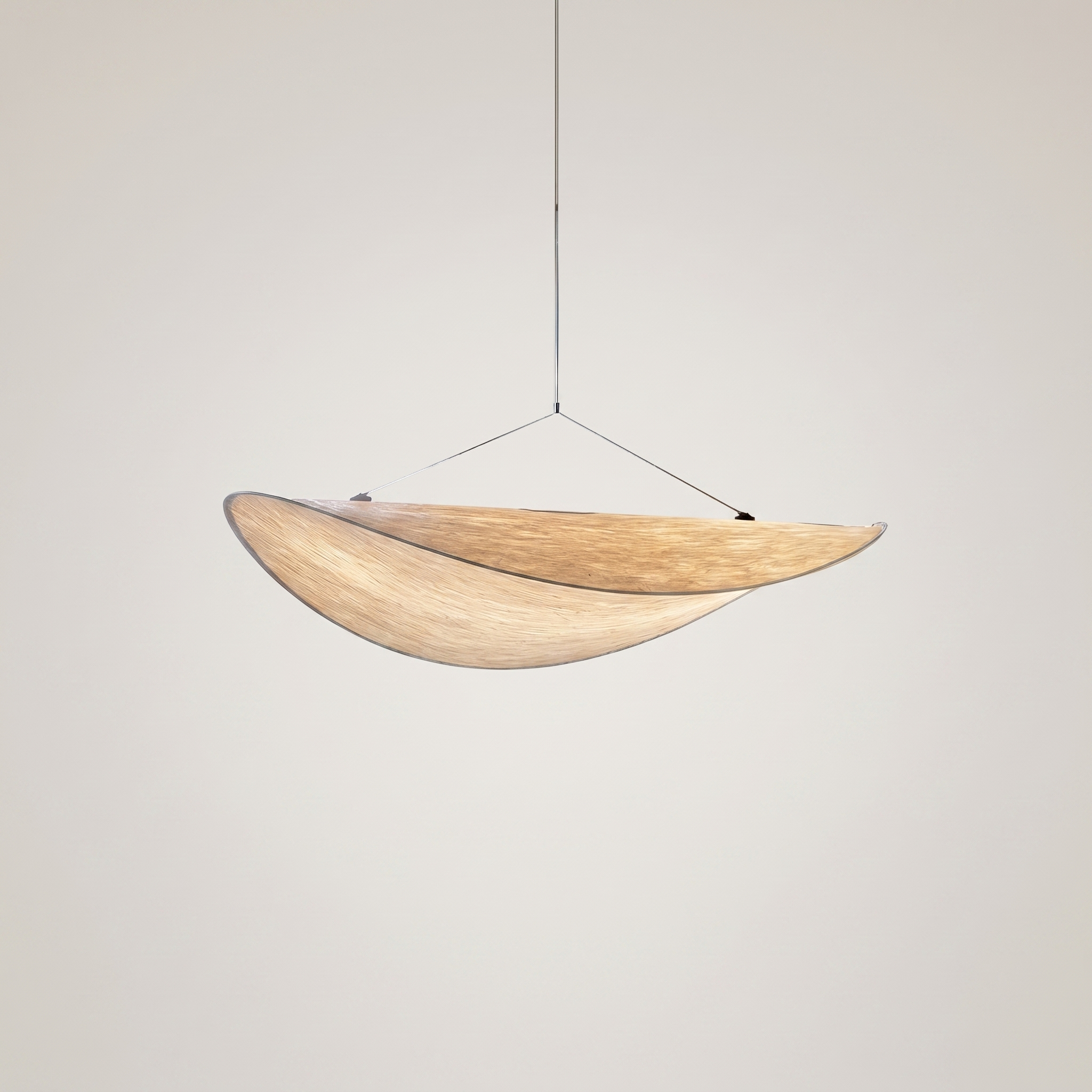 Japanese Wabisabi Silk Pendant Light With Sailing Silhouette Design