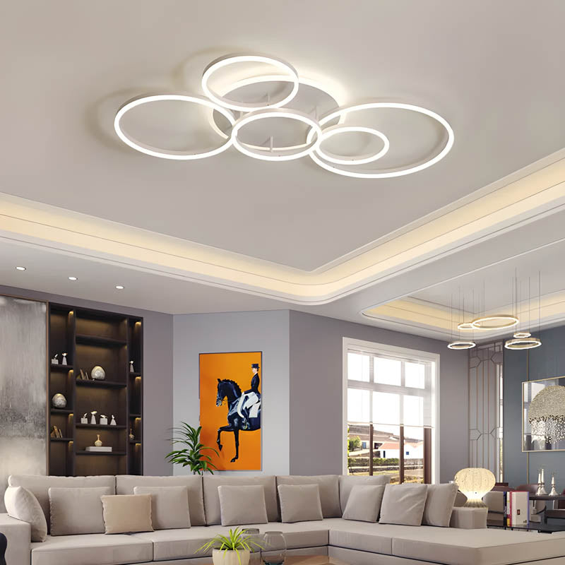 Modern Multi Ring LED Ceiling Light With Warm Ambient Lighting