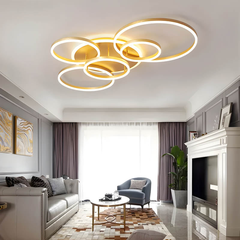 Modern Multi Ring LED Ceiling Light With Warm Ambient Lighting
