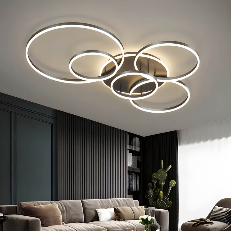 Modern Multi Ring LED Ceiling Light With Warm Ambient Lighting