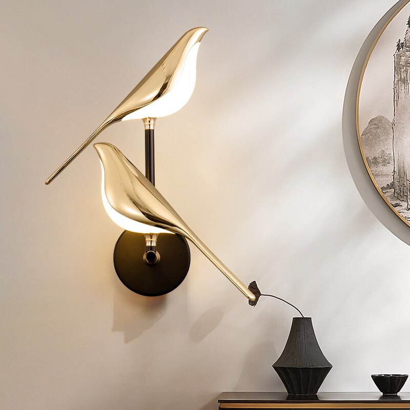 Modern LED Bird Wall Sconce Sculptural Minimalist Metal Light