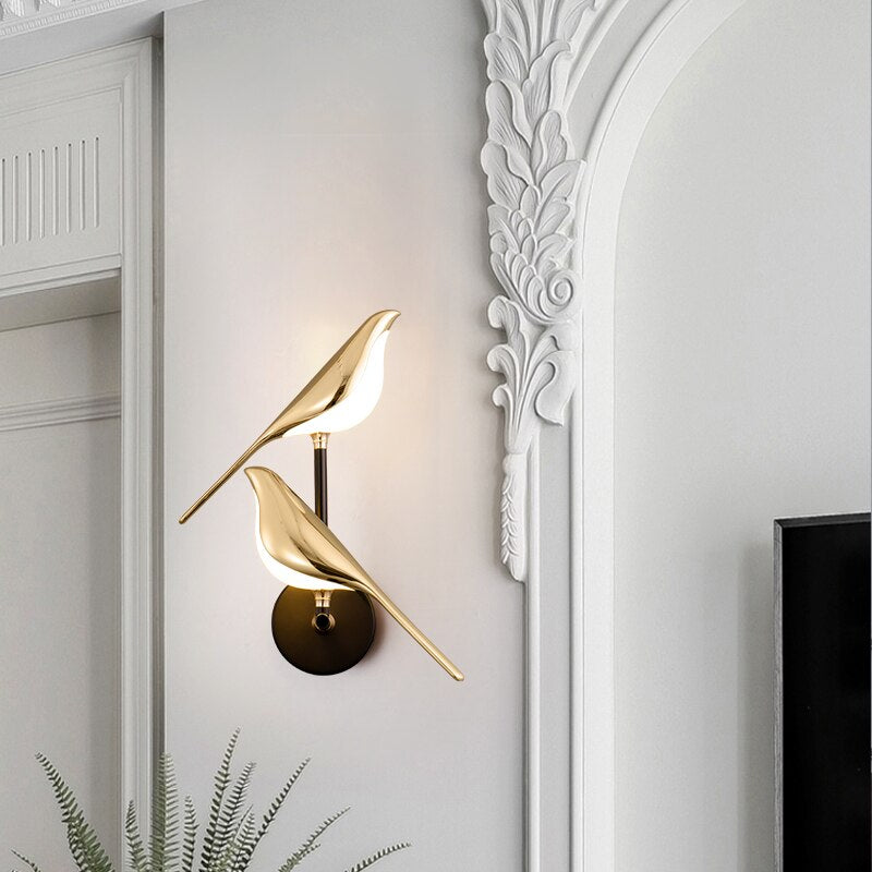Modern LED Bird Wall Sconce Sculptural Minimalist Metal Light