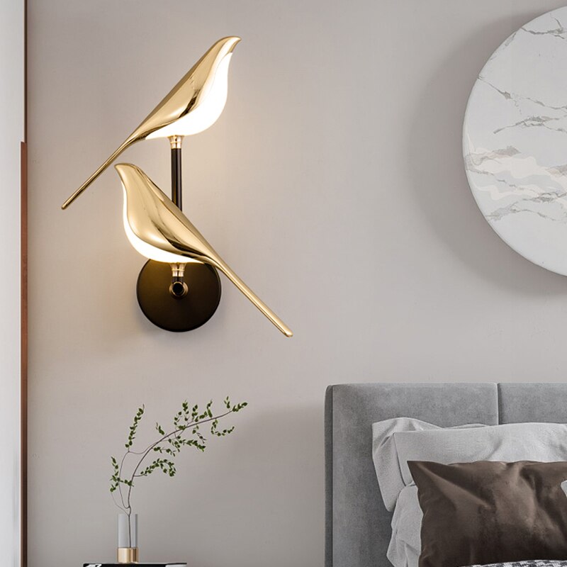 Modern LED Bird Wall Sconce Sculptural Minimalist Metal Light