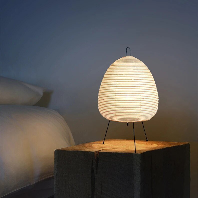 Modern Japanese Paper Lantern Table Lamp With Soft Ambient Lighting