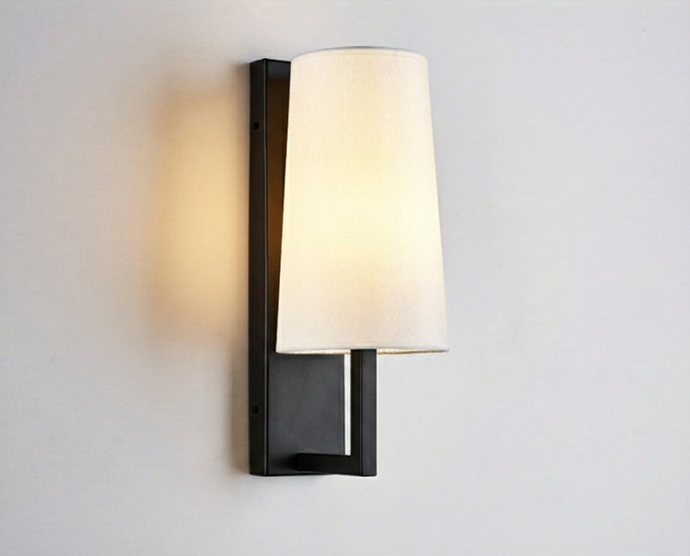 Modern Black Rectangular LED Wall Lamp With Fabric Shade Indoor Lighting