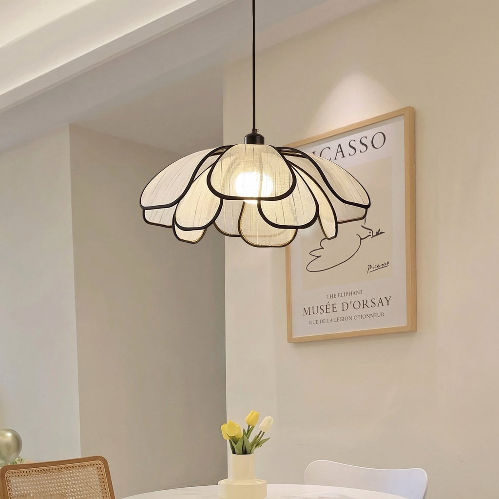 NordicLight Vintage Petal Cream Fabric Pendant Light Indoor Ceiling Lamp