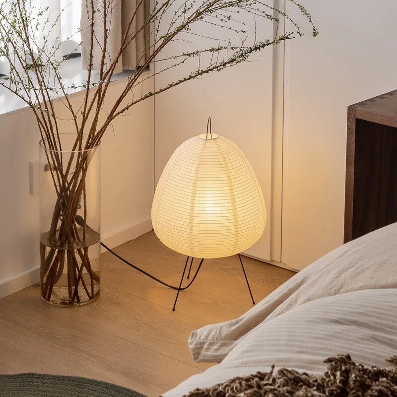 Modern Japanese Paper Lantern Table Lamp With Soft Ambient Lighting