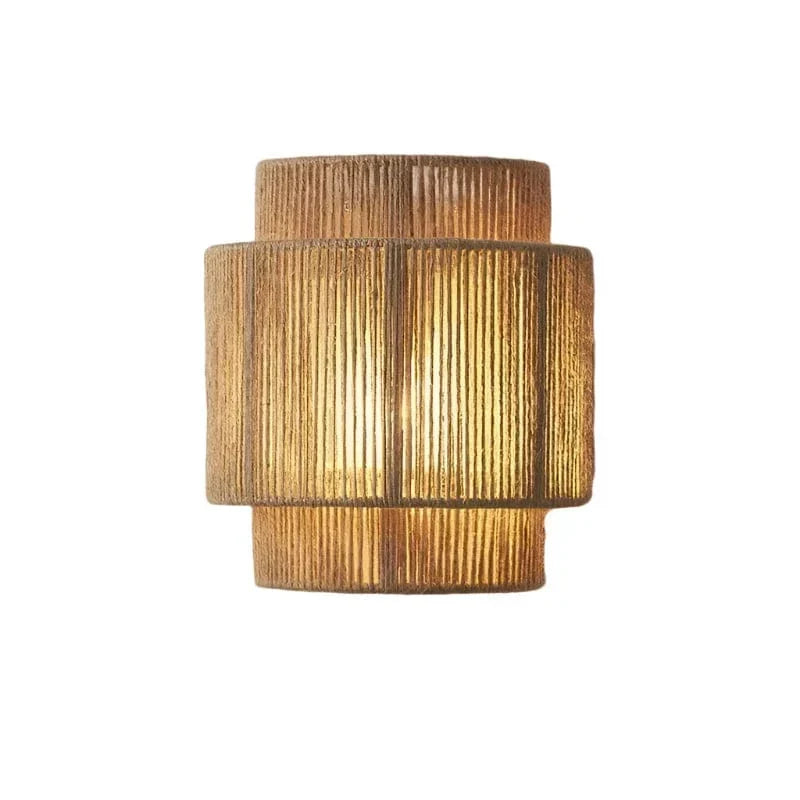 Handwoven Rattan Bamboo Wall Light For Natural Rustic Home Decor