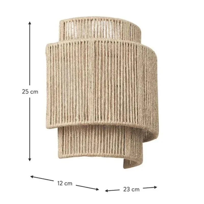 Handwoven Rattan Bamboo Wall Light For Natural Rustic Home Decor