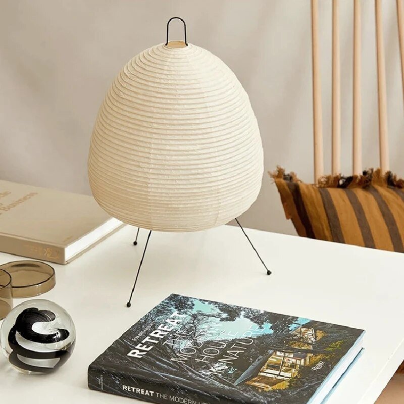 Modern Japanese Paper Lantern Table Lamp With Soft Ambient Lighting