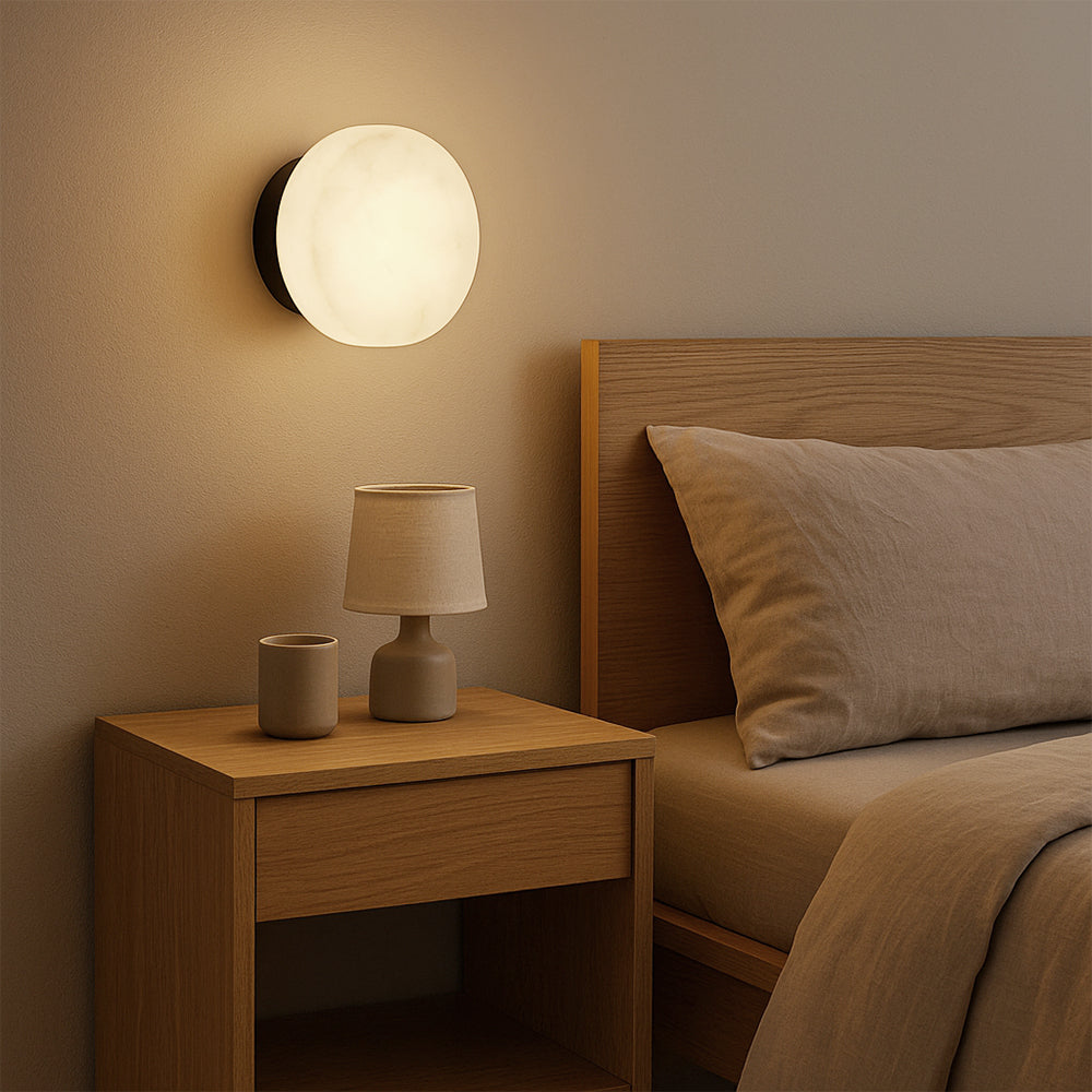 Artisanova Premium Marble Wall Sconce With Polished Metal Frame