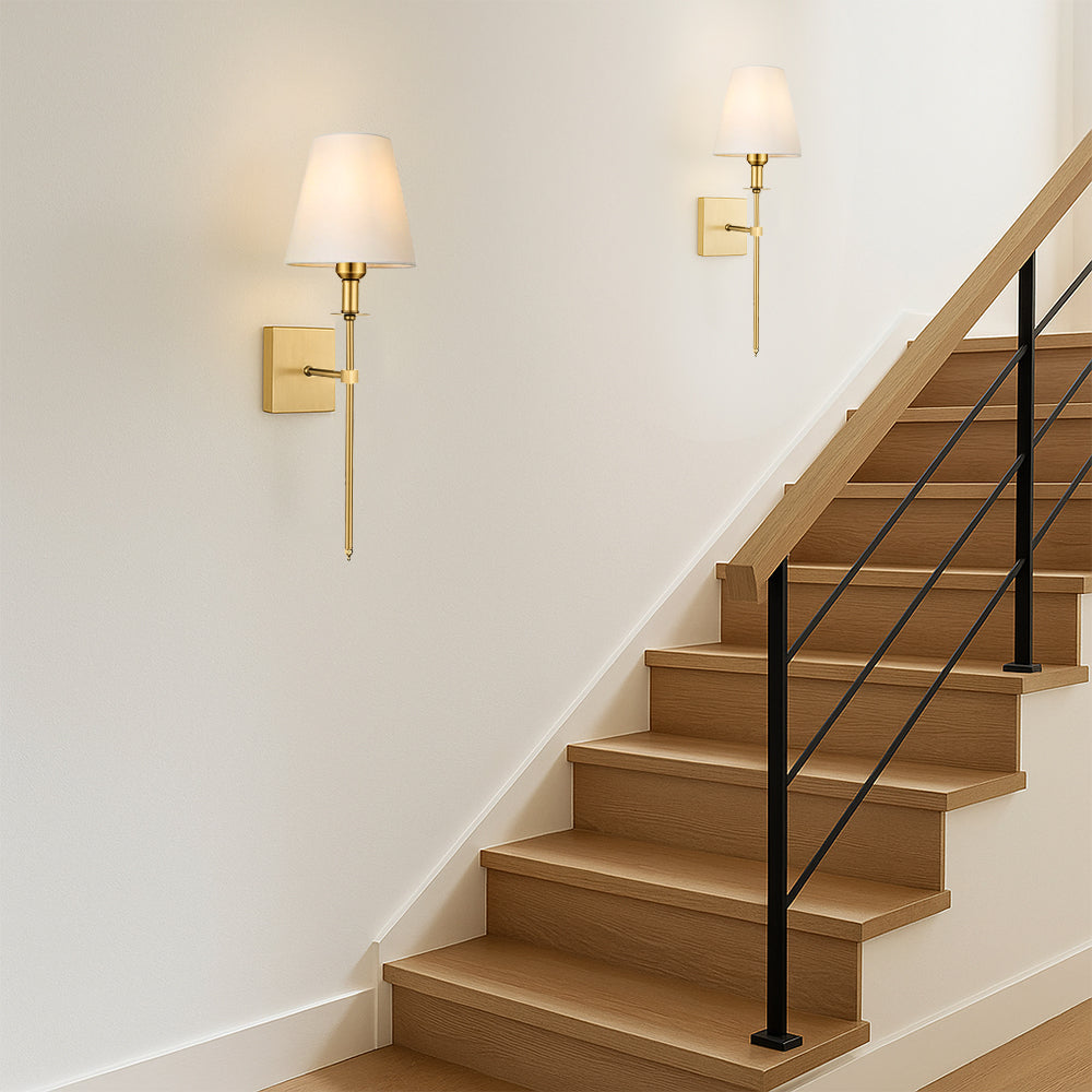 Modern Minimalist Wired Wall Light With Soft Fabric Diffuser Shade