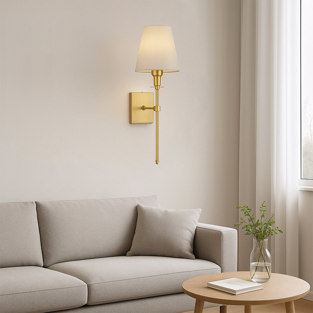 Modern Minimalist Wired Wall Light With Soft Fabric Diffuser Shade
