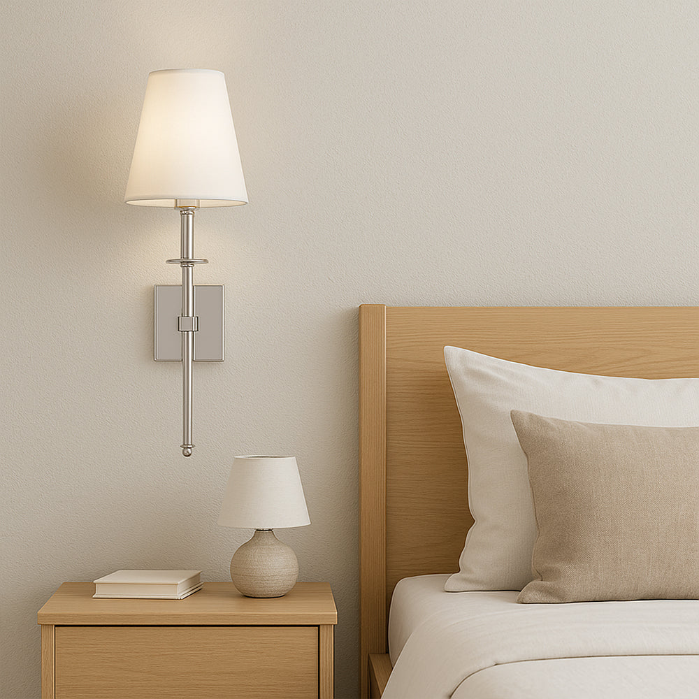 Modern Minimalist Wired Wall Light With Soft Fabric Diffuser Shade